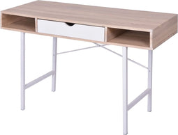 vidaXL - bureau - met - 1 - lade - eiken - en - wit