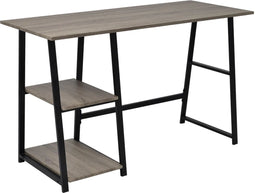 vidaXL - Bureau - met - 2 - schappen - grijs - en - eikenkleurig