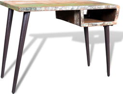 vidaXL - Bureau - met - ijzeren - poten - gerecycled - hout
