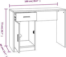 vidaXL - Bureau - met - kast - en - lade - 100x40x73 - cm - bewerkt - hout - zwart