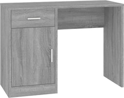 vidaXL - Bureau - met - kast - en - lade - 100x40x73 - cm - bewerkt - hout - grijs - sonoma