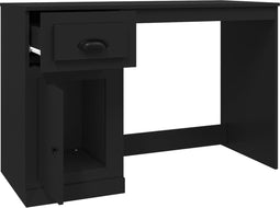 vidaXL - Bureau - met - lade - 115x50x75 - cm - bewerkt - hout - zwart