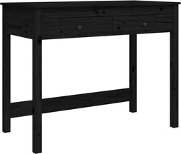 vidaXL - Bureau - met - lades - 100x50x78 - cm - massief - grenenhout - zwart