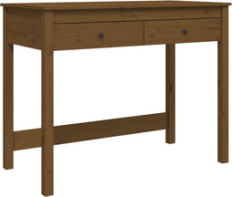 vidaXL - Bureau - met - lades - 100x50x78 - cm - massief - grenenhout - honingbruin