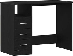 vidaXL - Bureau - met - lades - 102x50x76 - cm - bewerkt - hout - zwart - eikenkleur