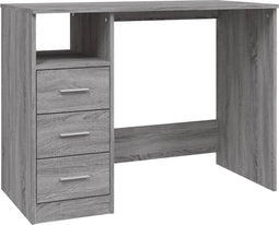 vidaXL - Bureau - met - lades - 102x50x76 - cm - bewerkt - hout - grijs - sonoma - eiken