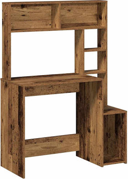 vidaXL - Bureau - met - schappen - 100x45x140 - cm - bewerkt - hout - oud - houtkleurig