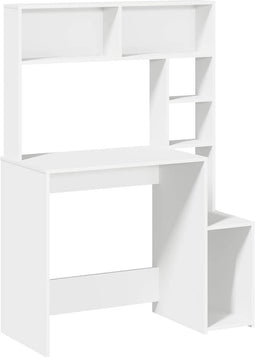 vidaXL - Bureau - met - schappen - 100x45x140 - cm - bewerkt - hout - wit