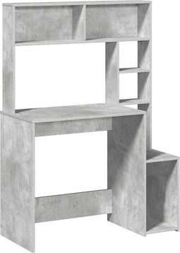 vidaXL - Bureau - met - schappen - 100x45x140 - cm - bewerkt - hout - betongrijs