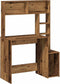 vidaXL - Bureau - met - schappen - 100x45x140 - cm - bewerkt - hout - oud - houtkleurig