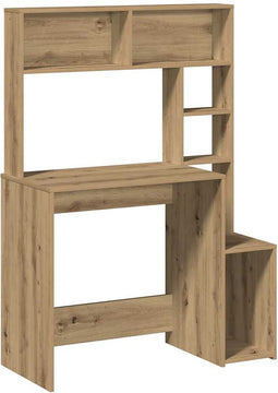 vidaXL - Bureau - met - schappen - 100x45x140 - cm - bewerkt - hout - artisanaal - eiken