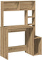 vidaXL - Bureau - met - schappen - 100x45x140 - cm - bewerkt - hout - artisanaal - eiken
