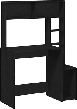 vidaXL - Bureau - met - schappen - 100x45x140 - cm - bewerkt - hout - zwart