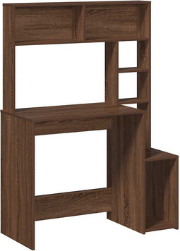 vidaXL - Bureau - met - schappen - 100x45x140 - cm - bewerkt - hout - bruineikenkleur