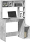 vidaXL - Bureau - met - schappen - 100x45x140 - cm - bewerkt - hout - betongrijs