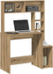 vidaXL - Bureau - met - schappen - 100x45x140 - cm - bewerkt - hout - artisanaal - eiken