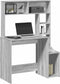 vidaXL - Bureau - met - schappen - 100x45x140 - cm - bewerkt - hout - grijs - sonoma