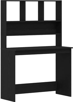 vidaXL - Bureau - met - schappen - 102x45x148 - cm - bewerkt - hout - zwart - eikenkleur