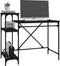 vidaXL - Bureau - met - schappen - 105x50x90 - cm - bewerkt - hout - en - ijzer - zwart