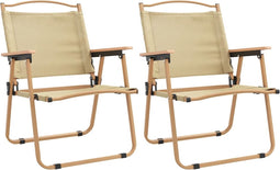 vidaXL - Campingstoelen - 2 - st - 54x55x78 - cm - oxford - stof - beige