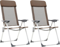 vidaXL - Campingstoelen - 2 - st - inklapbaar - aluminium - bruin