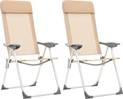 vidaXL - Campingstoelen - 2 - st - inklapbaar - aluminium - crèmewit