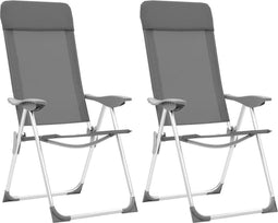 vidaXL - Campingstoelen - 2 - st - inklapbaar - aluminium - grijs