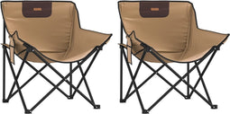 vidaXL - Campingstoelen - 2 - st - met - vakje - inklapbaar - bruin