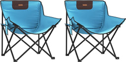 vidaXL - Campingstoelen - 2 - st - met - vakje - inklapbaar - felblauw