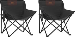 vidaXL - Campingstoelen - 2 - st - met - vakje - inklapbaar - zwart