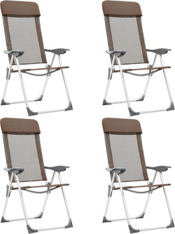 vidaXL - Campingstoelen - 4 - st - inklapbaar - aluminium - bruin