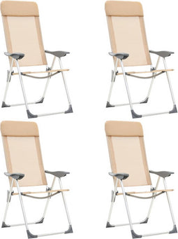 vidaXL - Campingstoelen - 4 - st - inklapbaar - aluminium - crèmewit
