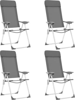 vidaXL - Campingstoelen - 4 - st - inklapbaar - aluminium - grijs