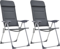 vidaXL - Campingstoelen - 58x69x111 - cm - aluminium - grijs - 2 - st