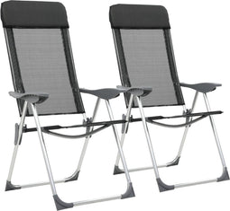 vidaXL - Campingstoelen - inklapbaar - aluminium - zwart - 2 - st