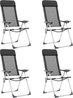 vidaXL - Campingstoelen - inklapbaar - aluminium - zwart - 4 - st