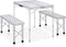 vidaXL - Campingtafel - inklapbaar - met - 2 - banken - aluminium - wit