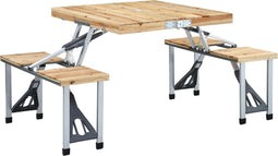 vidaXL - Campingtafel - inklapbaar - met - 4 - zitjes - staal - en - aluminium