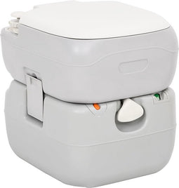 vidaXL - Campingtoilet - draagbaar - 22+12 - L - HDPE - grijs - en - wit