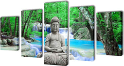 vidaXL - Canvas - muurdruk - set - buddha - 200 - x - 100 - cm