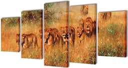 vidaXL - Canvas - muurdruk - set - leeuw - 100 - x - 50 - cm
