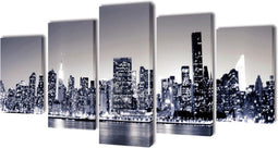 vidaXL-Canvas-muurdruk-set-monochroom-New-York-skyline-100-x-50-cm