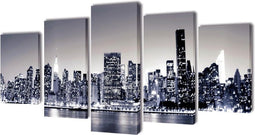 vidaXL - Canvas - muurdruk - set - monochroom - New - York - skyline - 200 - x - 100 - cm
