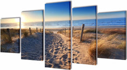 vidaXL - Canvas - muurdruk - set - zandstrand - 100 - x - 50 - cm