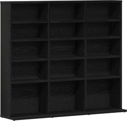 vidaXL - CD-kast - 100,5x23x89,5 - cm - bewerkt - hout - zwart - eikenkleurig