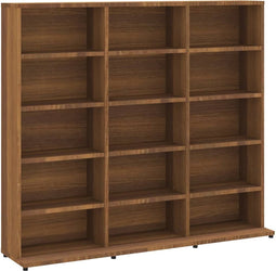 vidaXL - Cd-kast - 102x23x89,5 - cm - bewerkt - hout - bruin - eikenkleur