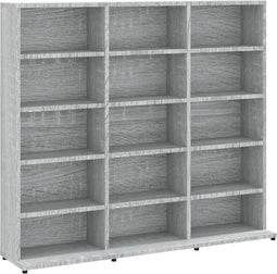 vidaXL - Cd-kast - 102x23x89,5 - cm - bewerkt - hout - grijs - sonoma - eikenkleurig