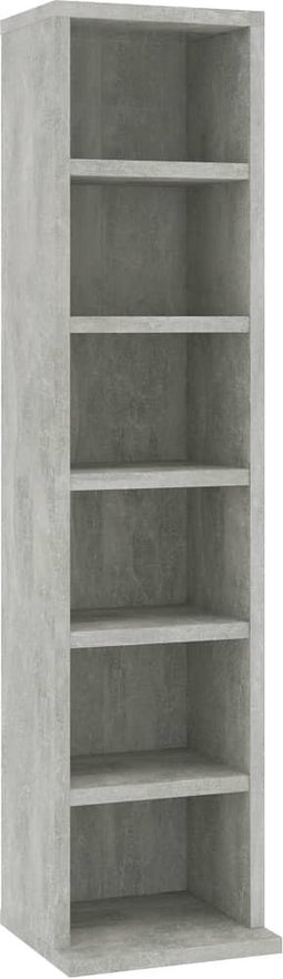 vidaXL - Cd-kast - 21x20x88 - cm - bewerkt - hout - betongrijs