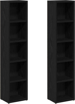 vidaXL - CD-kasten - 2 - st - 21x16x93,5 - cm - spaanplaat - zwart - eikenkleurig