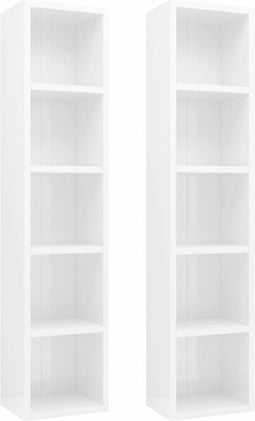 vidaXL - Cd-kasten - 2 - st - 21x16x93,5 - spaanplaat - hoogglans - wit